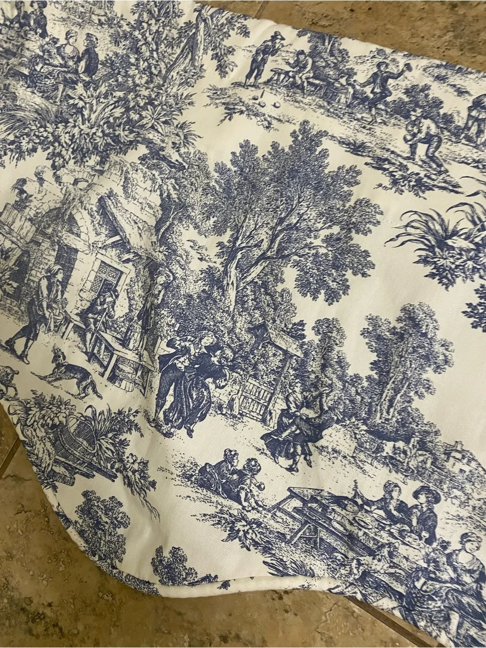 Charming French Country Blue White Toile Scalloped Curtain Window Valance 70”x17